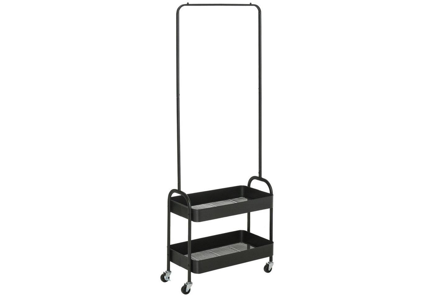 MC Star Kleiderständer auf Rollen, Garderobenständer mit Kleiderstange, Schuhablage, (freistehende Garderobe aus Stahl, für Wohnzimmer, Schlafzimmer, bis 16 kg belastbar, Schwarz) von MC Star