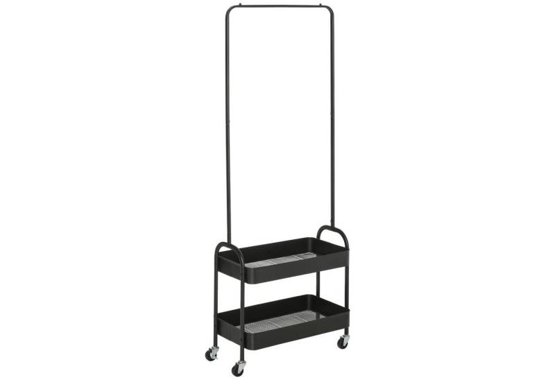 MC Star Kleiderständer auf Rollen, Garderobenständer mit Kleiderstange, Schuhablage, (freistehende Garderobe aus Stahl, für Wohnzimmer, Schlafzimmer, bis 16 kg belastbar, Schwarz) von MC Star