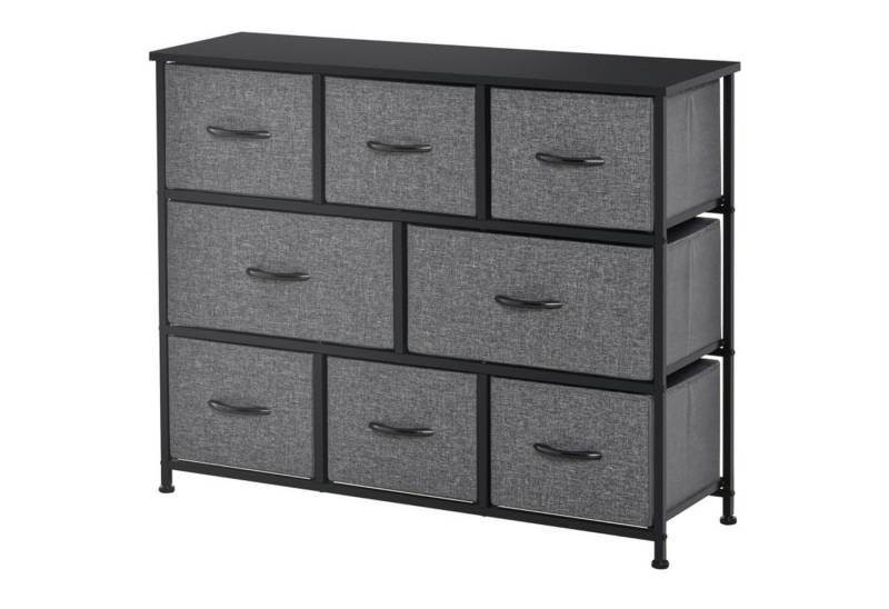 MC Star Kommode mit 8 Schubladen aus Stoff Aufbewahrungsschrank Kommodenschrank (mit Griffen, Metallgestell, Modern-Design Schrank für Schlafzimmer, Wohnzimmer Dunkelgrau) von MC Star