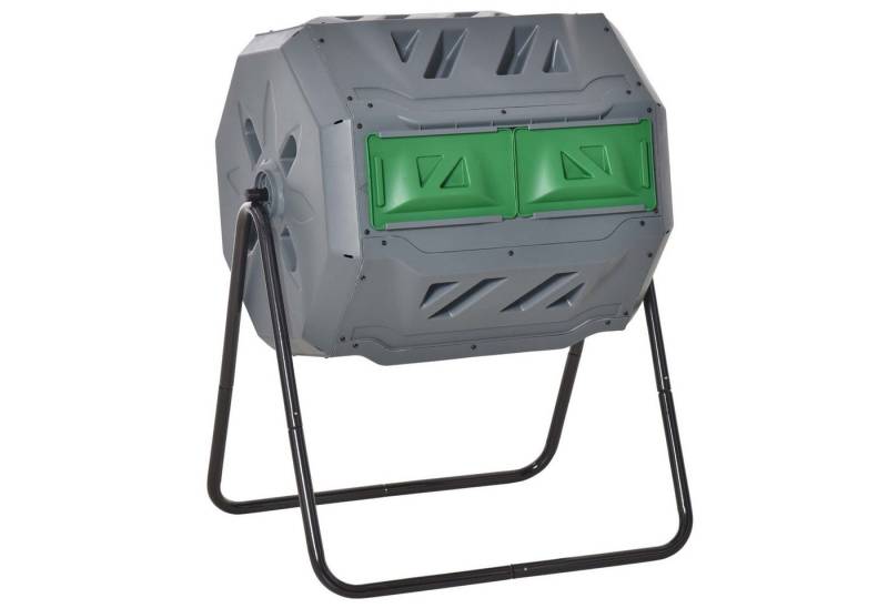 MC Star Komposter Trommel-Komposter, 160L Gartenkomposter mit 2 Kammern, Drehbarer Schnellkomposter, für Bio- und Garten-Abfälle, Grau von MC Star