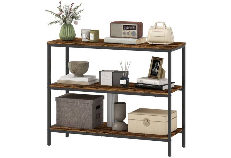 MC Star Konsolentisch Beistelltisch mit 3-stufigem Regal, Spanplatte, Metall, Hellbraun von MC Star