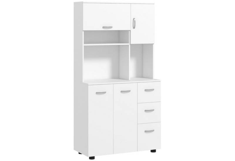 MC Star Küchenbuffet Küchenschrank, Buffet, 3 Schubladen, 3 Regale, viel Stauraum (89x39,5x168cm, Weiß) von MC Star