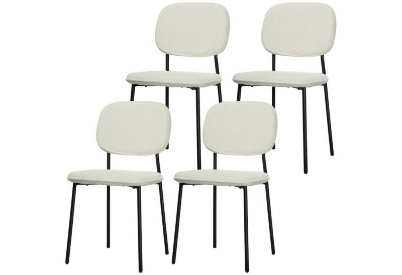 MC Star Küchenstuhl Esszimmerstühle 4er Set mit Rückenlehne, Samtoptik, Polsterstuhl, Stühle, Wohnzimmerstuhl mit Stahlbeine für Esstisch, Weiß von MC Star