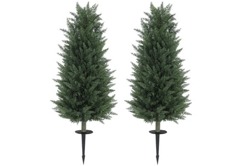 MC Star Künstlicher Weihnachtsbaum Zypresse 2er-Set mit Erdspieß 100 cm Plastik Kunstpflanze, künstliche Pflanzen, Kunstbaum wie echt Deko von MC Star
