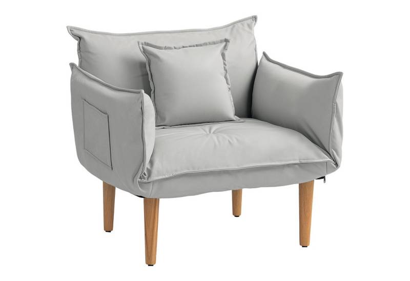MC Star Loungesessel 2-in-1 Sessel, mit Kissen, Bodensessel mit Verstellbarer Rückenlehne (Gepolstert Polstersessel, Einzelsessel für Wohnzimmer, Mikrofasertuch, Hellgrau) von MC Star