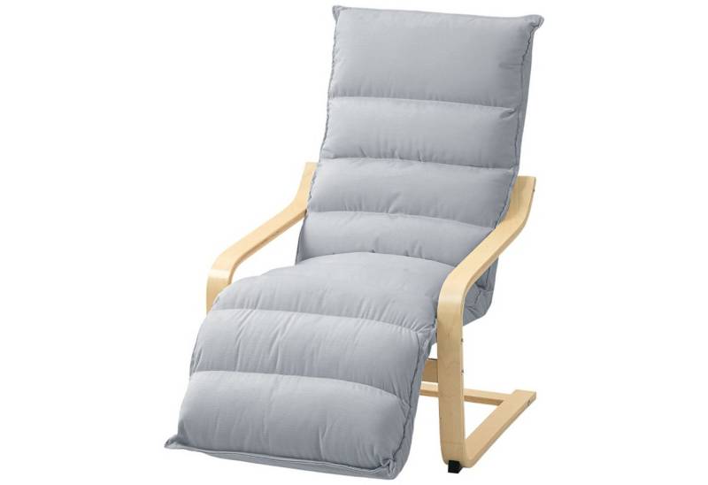 MC Star Loungesessel Sessel mit verstellbarem Fußteil, Samtoptik für Wohnzimmer (Schwingstuhl mit Armlehne, Relaxsessel, Lesesessel Hellgrau) von MC Star