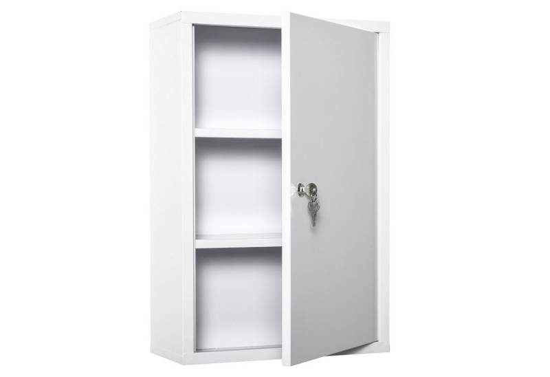 MC Star Medizinschrank Erste-Hilfe-Schrank 3 Fächer abschließbar Stahl Weiß 40x18x60cm von MC Star