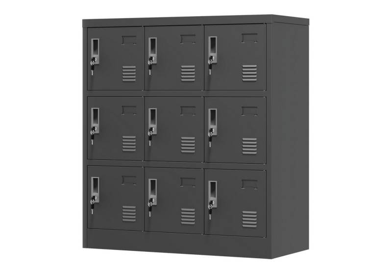 MC Star Mehrzweckschrank 9-Türige Metall-Schränke für Büro, Fitnessstudio, Schule & Zuhause (Sicherer Aufbewahrungsschrank mit Kartenfach (Schwarz), H 100 cm × B 90 cm × T 40 cm) von MC Star