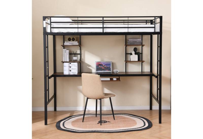 MC Star Metallbett Metallisches 190×90cm Intelligente Lösung für Studentenwohnheime (Kleinstwohnungen, sicherheitsvoll, multifunktionell raumeffizient designed für moderne Lebensräume) von MC Star