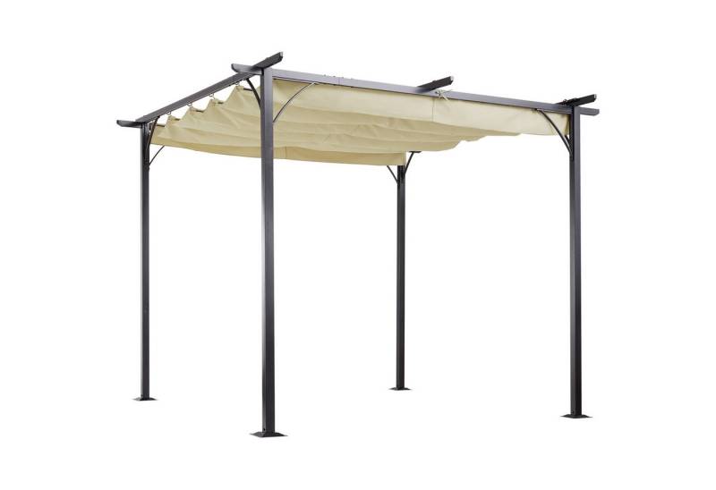 MC Star Pavillon 3 x 3 m wasserdicht mit Schiebedach und UV-Schutz, für Garten und Terrasse, Aluminium Beige von MC Star