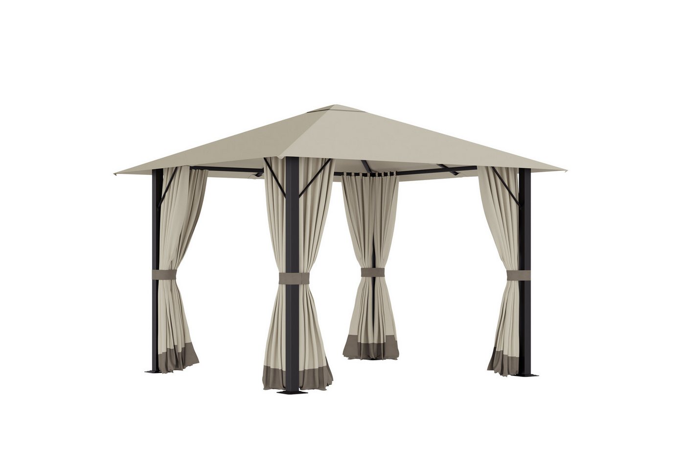 MC Star Pavillon Gartenpavillon 3x3m mit Belüftungslöchern 4 Seitenteile wetterfest, (aus Aluminium und Polyester 2,97x2,97x2,6m in khaki) von MC Star