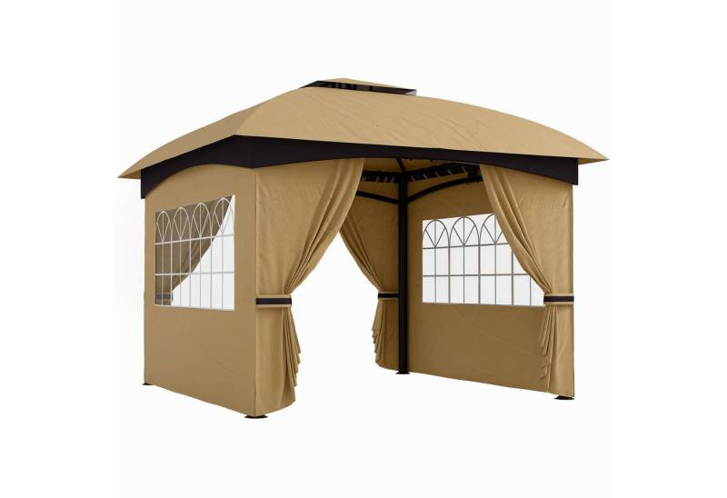 MC Star Pavillon ca. 3,4x3,4 m wasserabweisend Gartenpavillon mit 4 Seitenteilen, Doppeldach, Partyzelt mit UV-Schutz Gartenzelt von MC Star