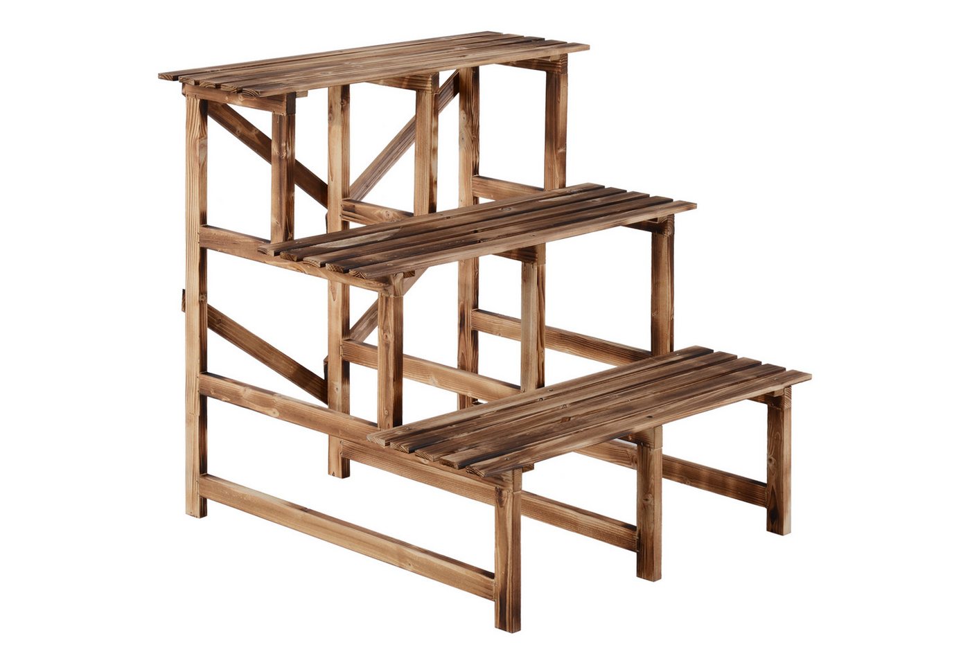 MC Star Pflanzentreppe Blumenregal 3 Stufen aus Tannenholz 80 x 80 x 78cm (für Garten Balkon & Terrasse) von MC Star