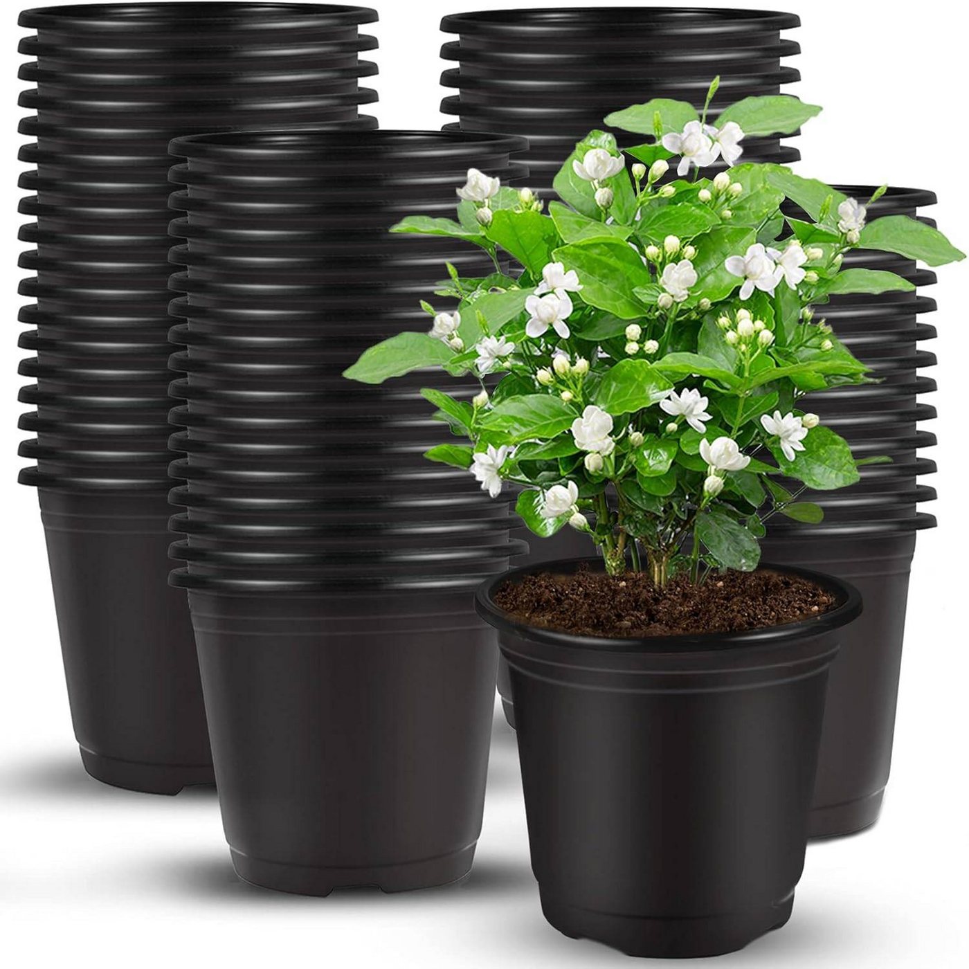MC Star Pflanzkübel 150 Stück 10cm Pflanzentöpfe Anzuchttöpfe Plastik Blumentopf (150 St) von MC Star