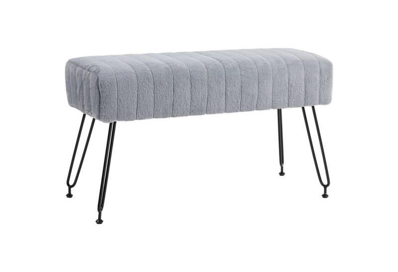 MC Star Polsterbank mit Kunstfell-Optik 82 x 30 x 47 cm grau Metallbeine Schuhbank (für Flur Schlafzimmer Wohnzimmer) von MC Star