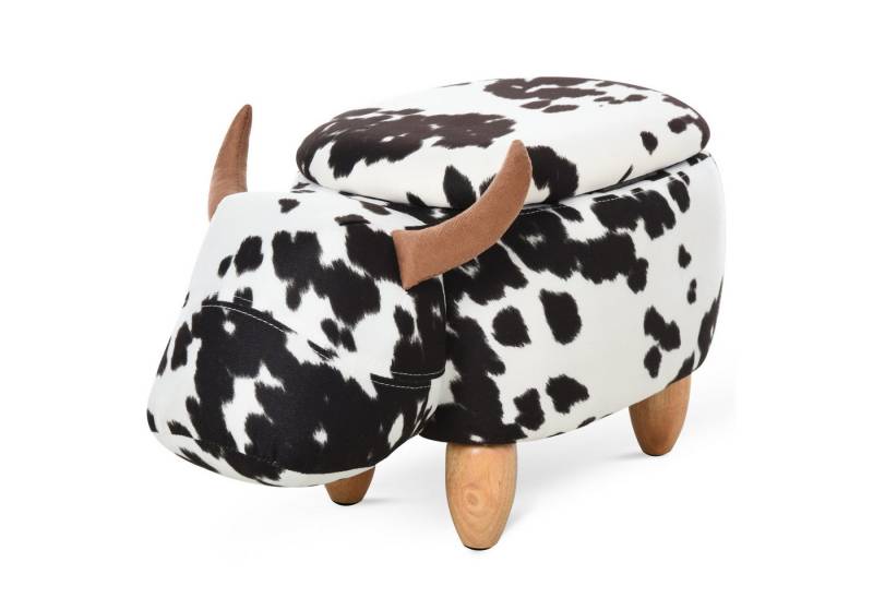 MC Star Polsterhocker Tierhocker Dekohocker mit Stauraum 62x35x36cm im Schweinchen-Design (Schwarz Weiß für Wohnzimmer & Kinderzimmer) von MC Star