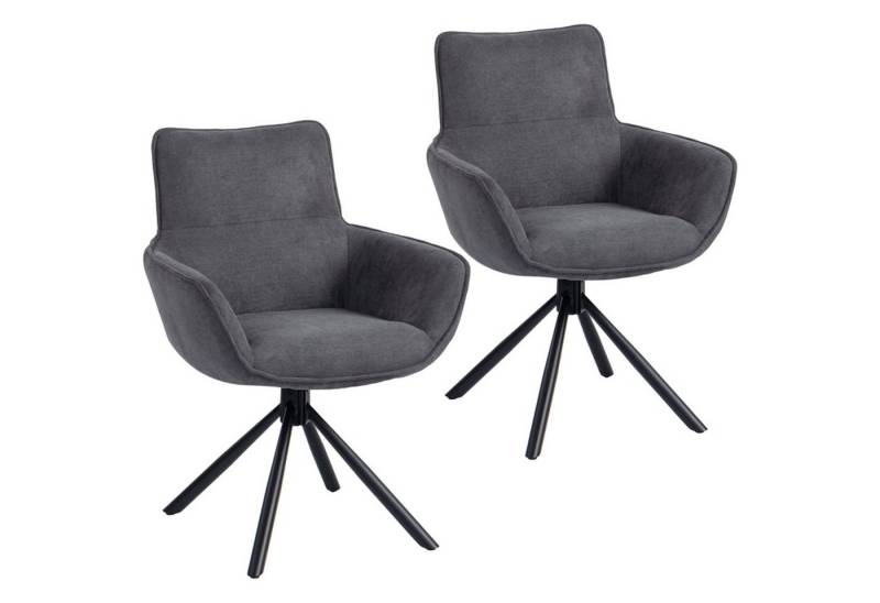 MC Star Polsterstuhl 2er-Set Esszimmerstühle, drehbar, weich gepolstert, Armlehnen (Metallbeine, Dunkelgrau) von MC Star