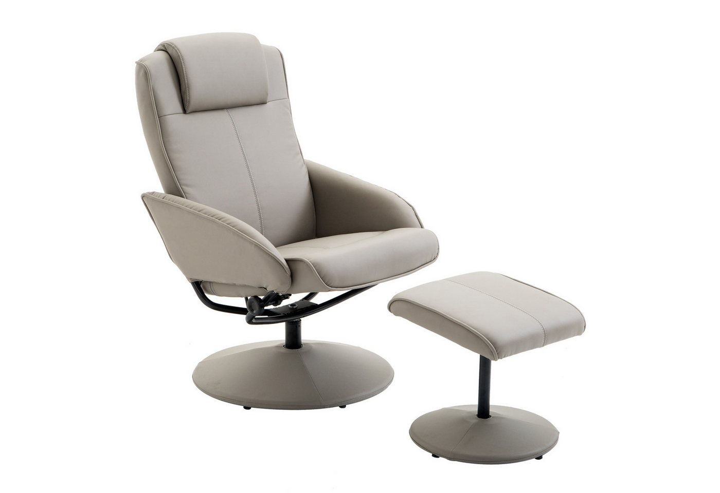 MC Star Relaxsessel Fernsehsessel 360° drehbar mit Fußstütze in Grau, L78 × B67 × H98 cm (bequemer Armsessel für Wohnzimmer) von MC Star