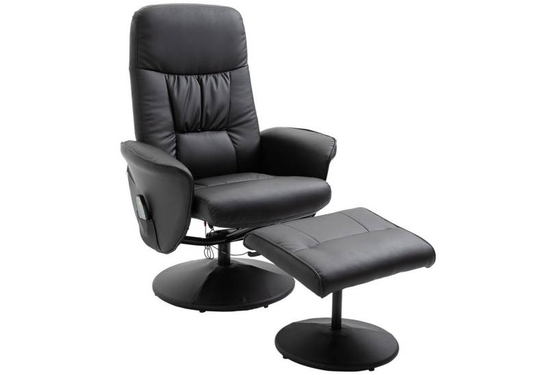 MC Star Relaxsessel Fernsehsessel Massagesessel mit hocker Stauraum (mit 10 Vibrationpunkte Kunstleder Schwarz 76 x 81 x 105 cm) von MC Star
