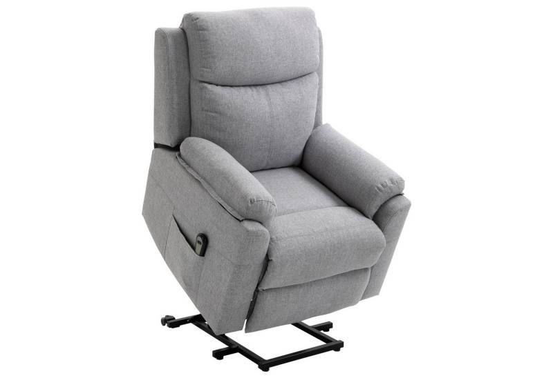MC Star Relaxsessel Fernsehsessel elektrisch mit Aufstehhilfe 1 Motor Liegefunktion (Seitentasche Fernbedienung Taschenfederkern Grau) von MC Star