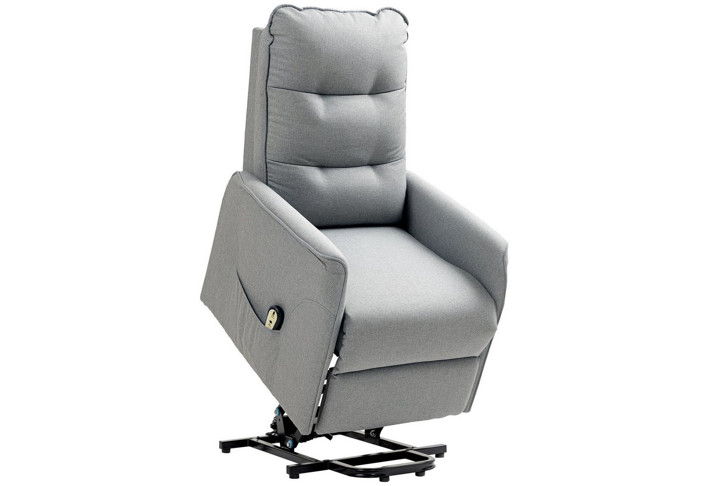 MC Star Relaxsessel Fernsehsessel mit Aufstehhilfe Elektrisch, mit Liegefunktion (TV-Sessel mit Fernbedienung, Seitentasche, Taschenfeder und Leinenoptik für Wohnzimmer, bis 150kg, Grau) von MC Star
