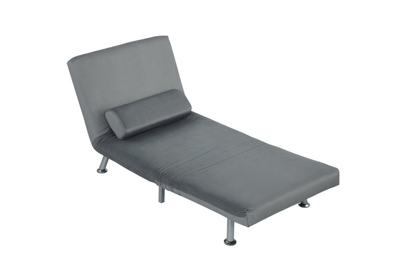MC Star Relaxsessel Klappsessel mit Bettfunktion, klappbarer Relaxsessel in Samtoptik (Verstellbare Rückenlehne, 75 x 70 x 75 cm, Grau) von MC Star