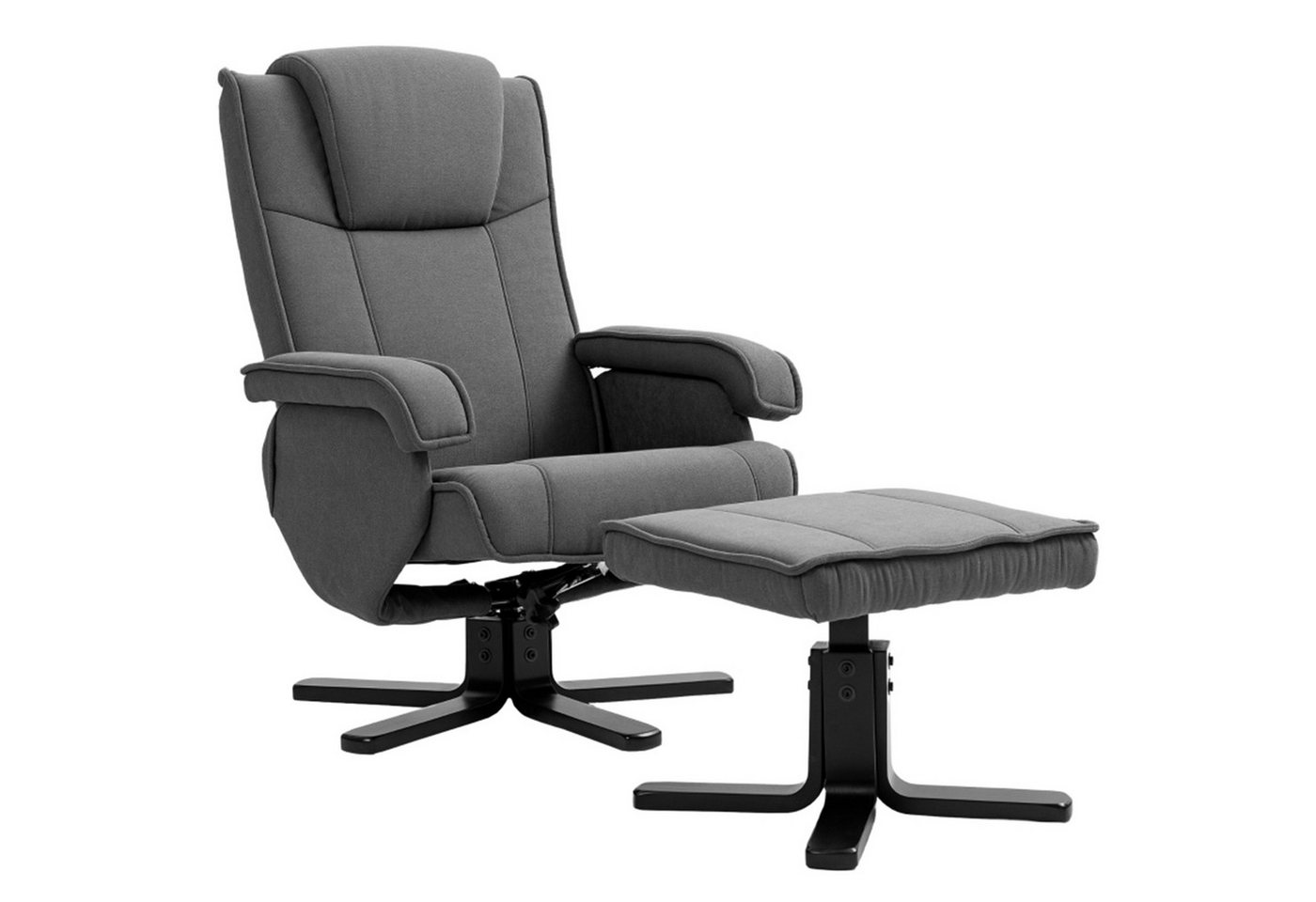 MC Star Relaxsessel mit Hocker, 360°drehbarer Fernsehsessel mit Verstellbar Rückenlehne (Liegefunktion, Wippfunktion, TV-Sessel mit Samtoptik, Kopfstütze für Wohnzimmer, Dunkelgrau) von MC Star