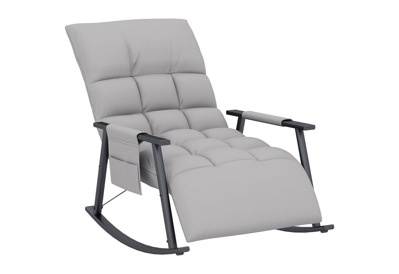 MC Star Schaukelstuhl Relaxsessel mit Fußstütze, verstellbare Rückenlehne bis 120kg (Mikrofaser Grau, mit Seitentasche für zusätzlichen Komfort) von MC Star