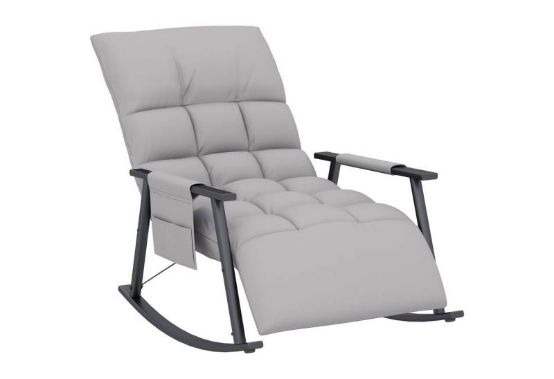 MC Star Schaukelstuhl Relaxsessel mit Fußstütze, verstellbare Rückenlehne bis 120kg (Mikrofaser Grau, mit Seitentasche für zusätzlichen Komfort) von MC Star