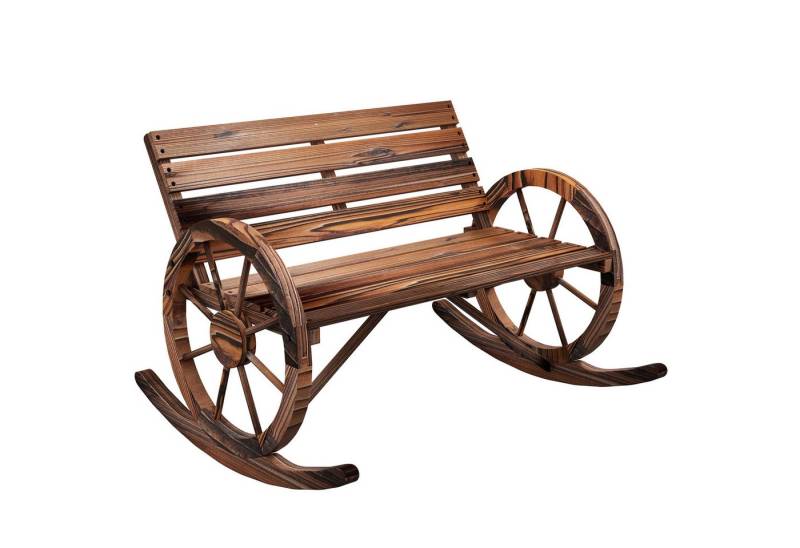 MC Star Schaukelstuhl Schaukelbank aus Holz, 2-Sitzer Schwingbank mit Armlehne (für Garten & Balkon, verkohltes Holzdesign) von MC Star
