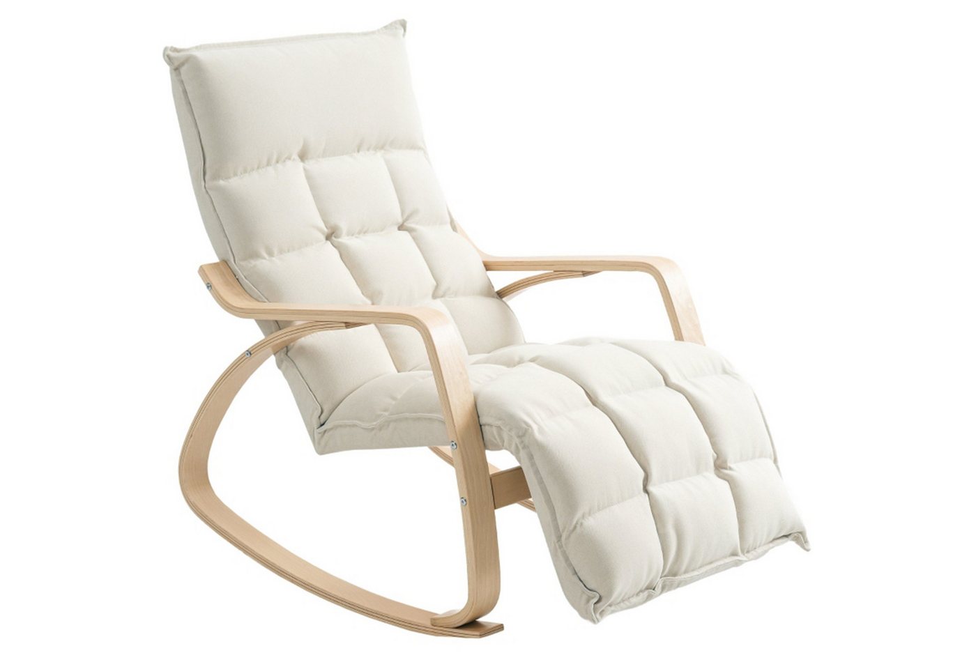 MC Star Schaukelstuhl Schaukelsessel mit Rückenlehne, Fußstütze, Sessel, Relaxsessel (mit Leinenoptik, Schwingsessel, Lesesessel für Wohnzimmer, Schlafzimmer, Balkon Cremeweiß) von MC Star