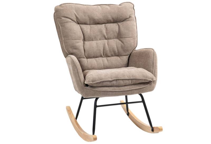 MC Star Schaukelstuhl Schwingsessel Armlehnsessel, Stillsessel mit Chenilleoptik (Schaukelsessel bis 120 kg Belastbarkeit für Schlafzimmer, Wohnzimmer, Braun) von MC Star