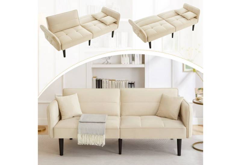 MC Star Schlafsofa 2-in-1 Verstellbares – Zweisitzer mit Samtbezug, klappbaren Armlehnen & Schlaffunktion,ideal für kleine Räume von MC Star