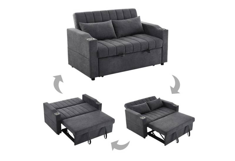 MC Star Schlafsofa Modernes Multifunktionssofa, Schlafcouch mit Schlaffunktion, mit verstellbarer Rückenlehne, mit Getränkehalter und Kissen, geeignet für Wohnzimmer, Schlafzimmer, Wohnung usw MC Star Schlafsofa Modernes Multifunktionssofa, Schlafcouch mit Schlaffunktion, mit verstellbarer Rückenlehne, mit Getränkehalter und Kissen, geeignet für Wohnzimmer, Schlafzimmer, Wohnung usw von MC Star