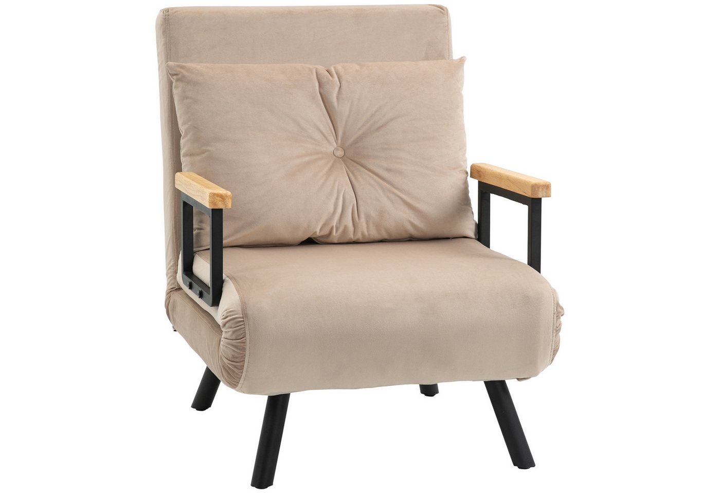 MC Star Schlafsofa Relaxsessel mit Bettfunktion Gästebett Samtoptik Rückenkissen, verstellbare Rückenlehne Beige 63 x 73 x 81 cm für Wohnzimmer MC Star Schlafsofa Relaxsessel mit Bettfunktion Gästebett Samtoptik Rückenkissen, verstellbare Rückenlehne Beige 63 x 73 x 81 cm für Wohnzimmer von MC Star