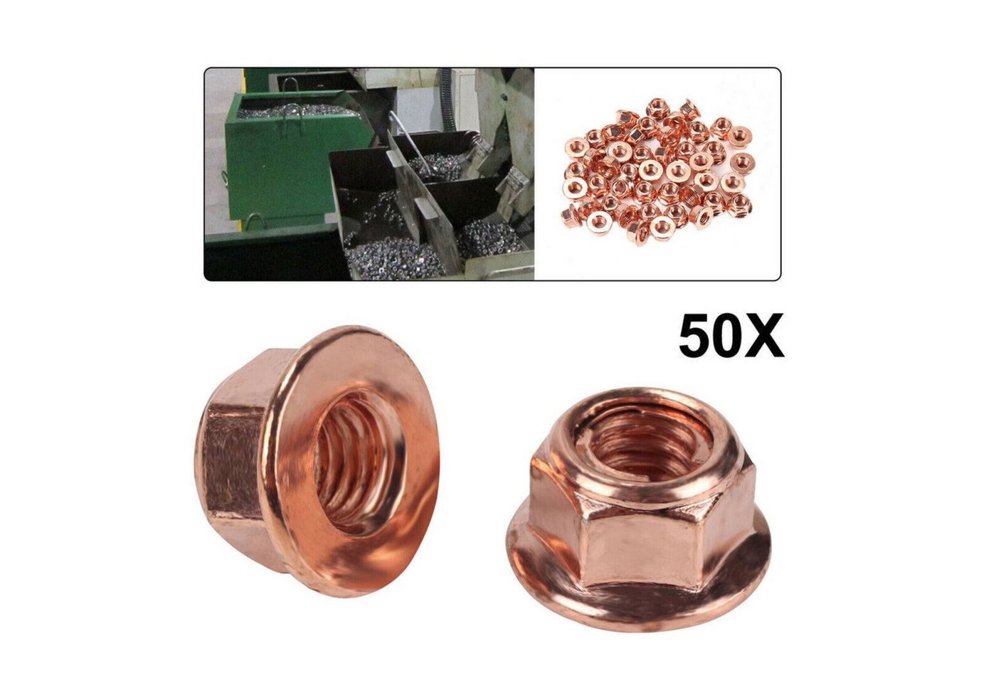 MC Star Schraube 50 Stück Auspuff Mutter M8 SW 13 Kupfermutter Krümmermutter Turbolader, (50 St) von MC Star