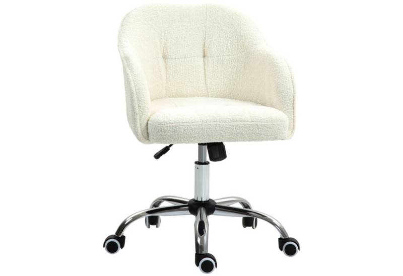 MC Star Schreibtischstuhl Homeoffice Stuhl, Ergonomisch Drehstuhl Höhenverstellbarer (Bürostuhl mit Wippfunktion, Teddysamtoptik, Schminkstuhl für Schlafzimmer, Arbeitszimmer, Cremeweiß) von MC Star