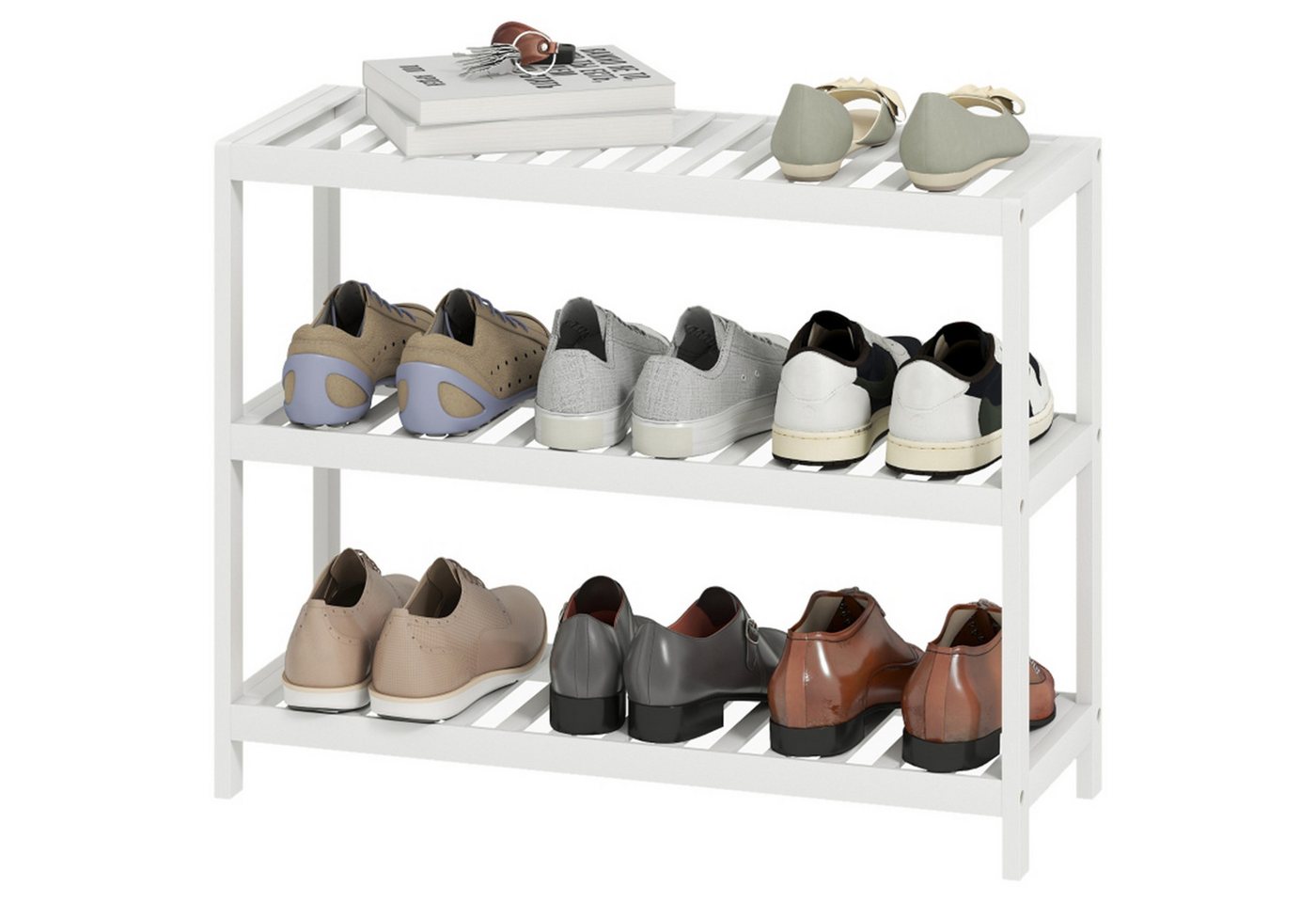 MC Star Schuhregal 3-stufiges Bambusregal, Schuhregal, Aufbewahrungsregal, lackierte Oberfläche, Weiß MC Star Schuhregal 3-stufiges Bambusregal, Schuhregal, Aufbewahrungsregal, lackierte Oberfläche, Weiß von MC Star