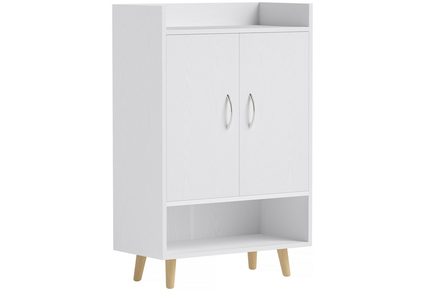 MC Star Schuhschrank Schuhregal mit Türen und Regalen, für 12 Schuhe, moderne Schuhkommode (Schuhablagen für Flur und Eingangsbereich, Massivholz, 60 x 30 x 92 cm, Weiß) von MC Star