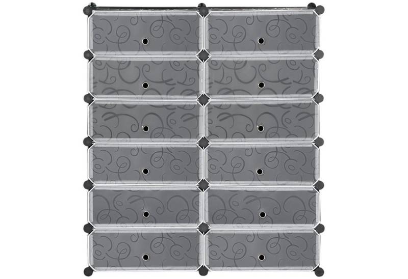 MC Star Schuhschrank mit 12 Fächern modulares Regal für 12 Paar Schuhe DIY Steckregal (Schuhaufbewahrung für Flur Schwarz 49 x 37 x 108 cm) von MC Star