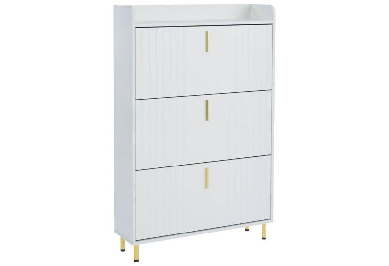 MC Star Schuhschrank mit 3 Klappen, Schuhregal Schuhkipper Schmal, mit 6 Fächern (Schuhschrank Weiss, Verstellbar, Anti-Kipp-Vorrichtung für Eingangsbereich, 80*23.5*123.5cm) von MC Star