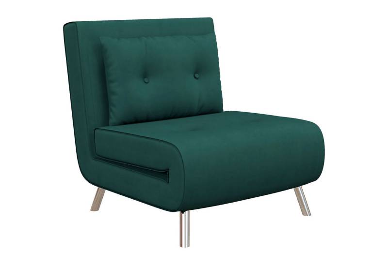 MC Star Sessel Schlafsessel Klappsessel mit Bettfunktion Einzelsofa mit Kissen (Polstersofa Samtoptik Dunkelgrün 77 x 88 x 83 cm für Gästezimmer) von MC Star