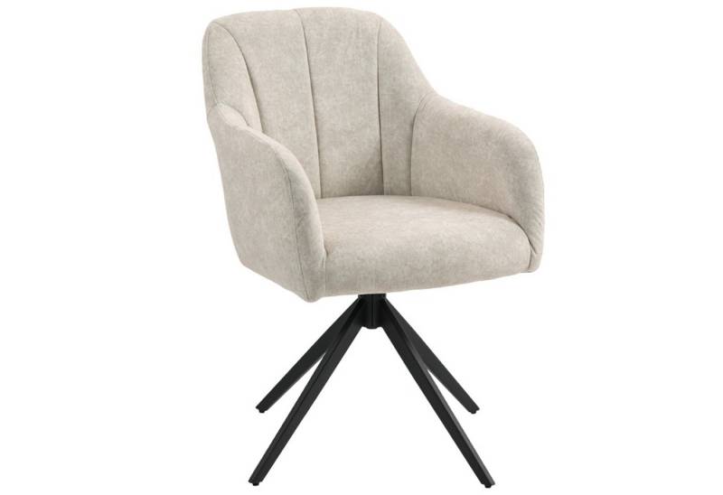 MC Star Sessel Wohnzimmer Drehbarer Loungesessel Gepolsterter Getufteter (Relaxsessel mit Stahlbeine, Samtoptik Polstersessel Schminkstuhl für Schlafzimmer Beige) von MC Star