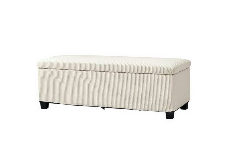 MC Star Sitzbank mit Stauraum Polsterbank mit Cord-Optik, Sitztruhe mit Stahlbeine (Truhenbank für Wohnzimmer, Schlafzimmer, Flur 112 x 42 x 40 cm, Beige) von MC Star
