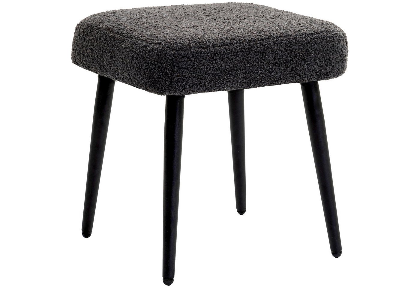 MC Star Sitzhocker Fußhocker quadratisch mit Kaschmir-Optik, Dunkelgrau, Stahlbeine (ideal für Wohnzimmer & Schlafzimmer) von MC Star