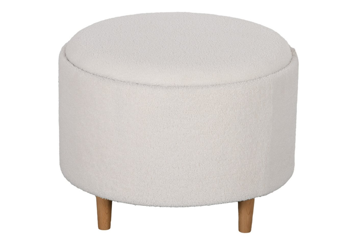 MC Star Sitzhocker Ø56 x 42 cm, runder Polsterhocker mit Stauraum und Klappdeckel (Holzbeine, ideal für Wohnzimmer und Schlafzimmer, Weiß) von MC Star