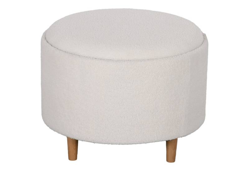 MC Star Sitzhocker Ø56 x 42 cm, runder Polsterhocker mit Stauraum und Klappdeckel (Holzbeine, ideal für Wohnzimmer und Schlafzimmer, Weiß) von MC Star