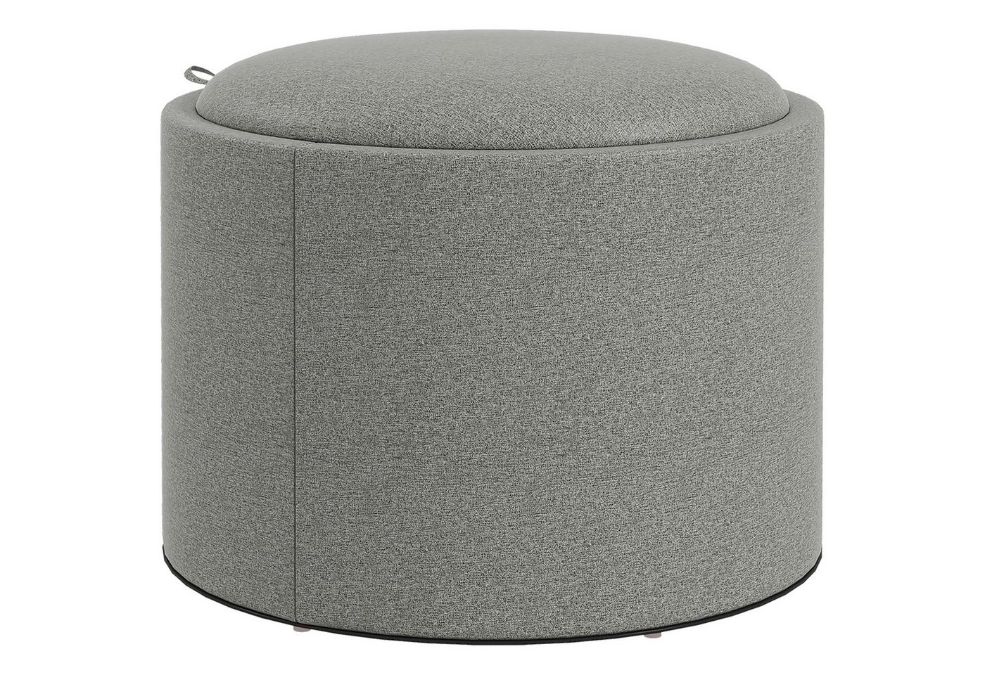 MC Star Sitzhocker Ottomane Runder Polsterhocker mit Stauraum und Klappdeckel (in Grau Leinenoptik Ø56 x 42 cm für Wohnzimmer Schlafzimmer) von MC Star