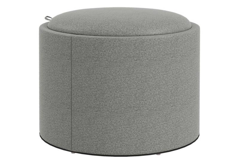 MC Star Sitzhocker Ottomane Runder Polsterhocker mit Stauraum und Klappdeckel (in Grau Leinenoptik Ø56 x 42 cm für Wohnzimmer Schlafzimmer) von MC Star