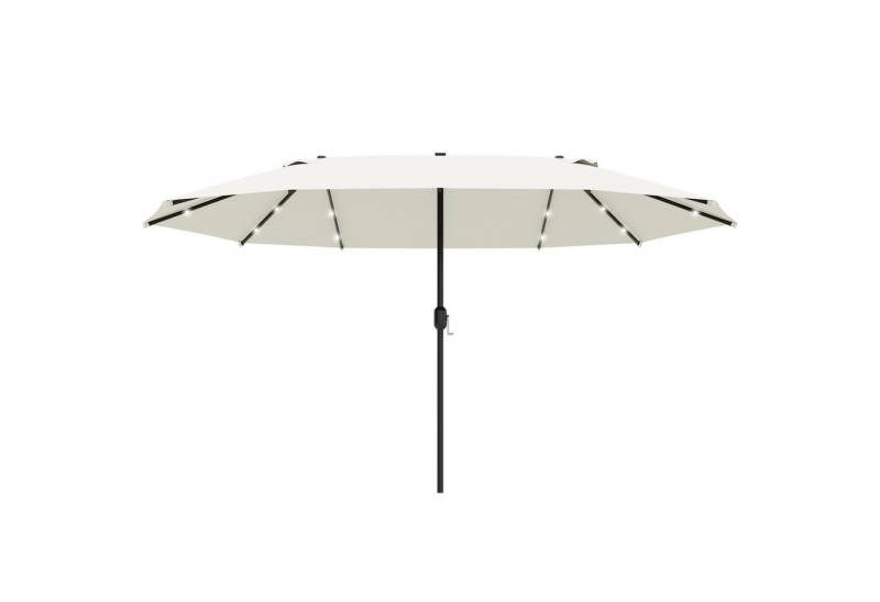 MC Star Sonnenschirm Doppelsonnenschirm mit LED, 440 x 256 cm, Gartenschirm mit Handkurbel, Terrassenschirm in Cremeweiß für Garten & Terrasse von MC Star